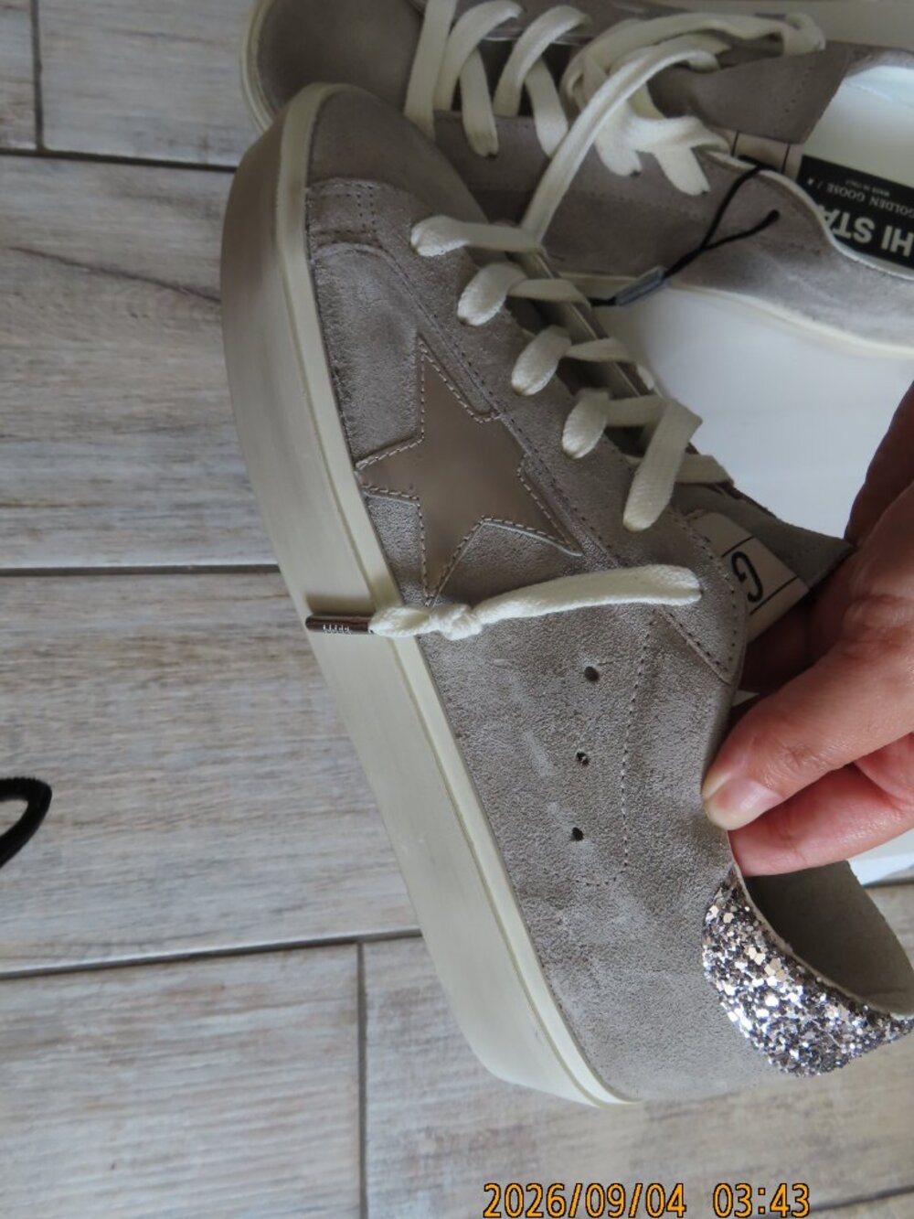 Women’s Hi Star sneakers Grey Suede-laminated Star & Glitter Size 40 - Picture 12 of 15